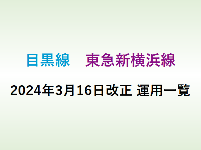 目黒線・東急新横浜線運用一覧 [2024年3月16日改正版]の画像